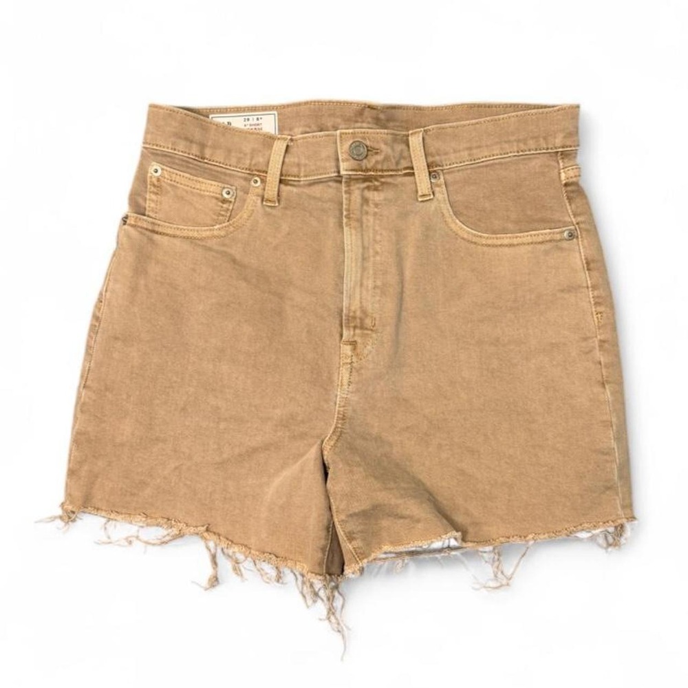 GAP High Rise 4" Cut Off Denim Shorts Tan Beige Size 29 / 8 High Rise